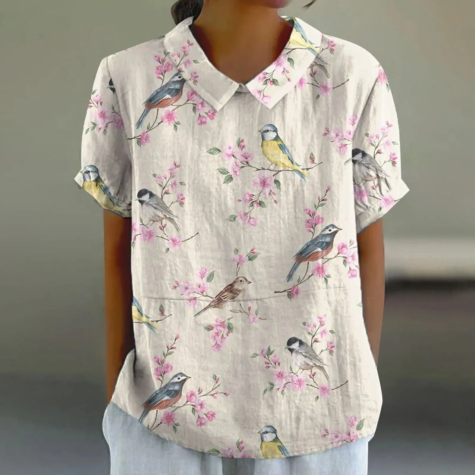 Wren | Women's Songbird & Cherry Blossom Print Blouse