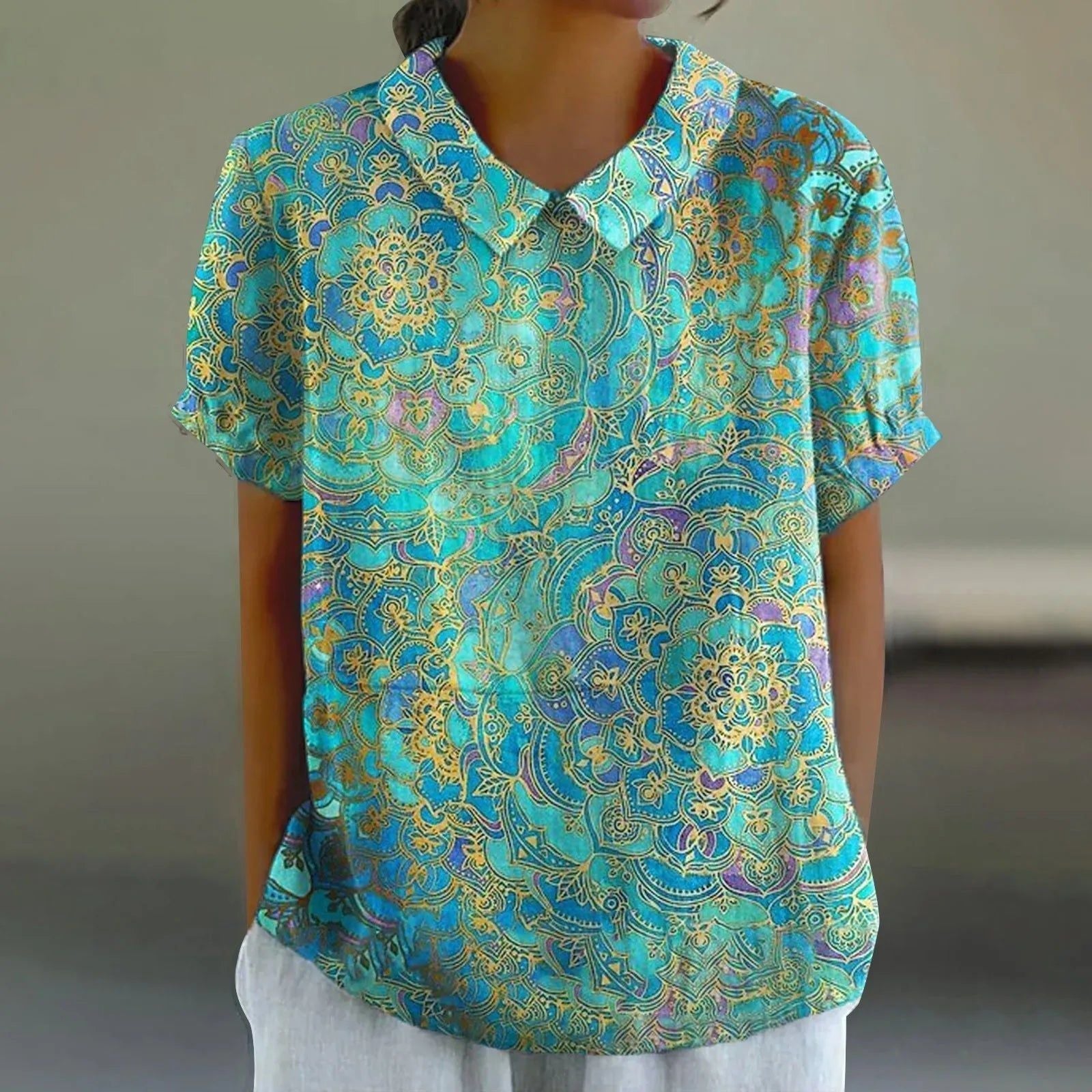 Saira | Women's Turquoise Paisley Print Blouse