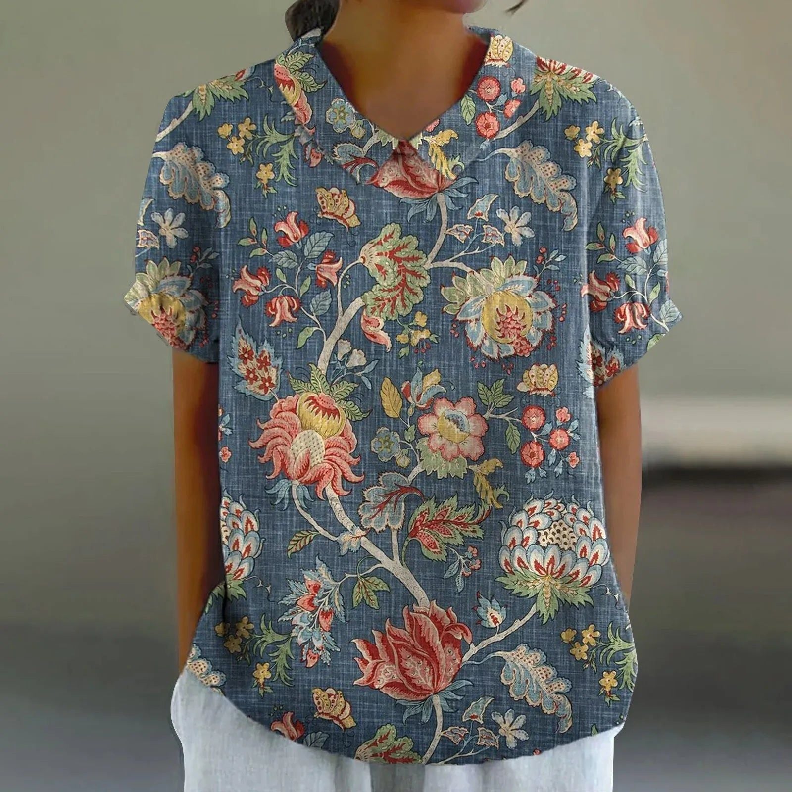 Saskia | Women's Chinoiserie Floral Print Blouse