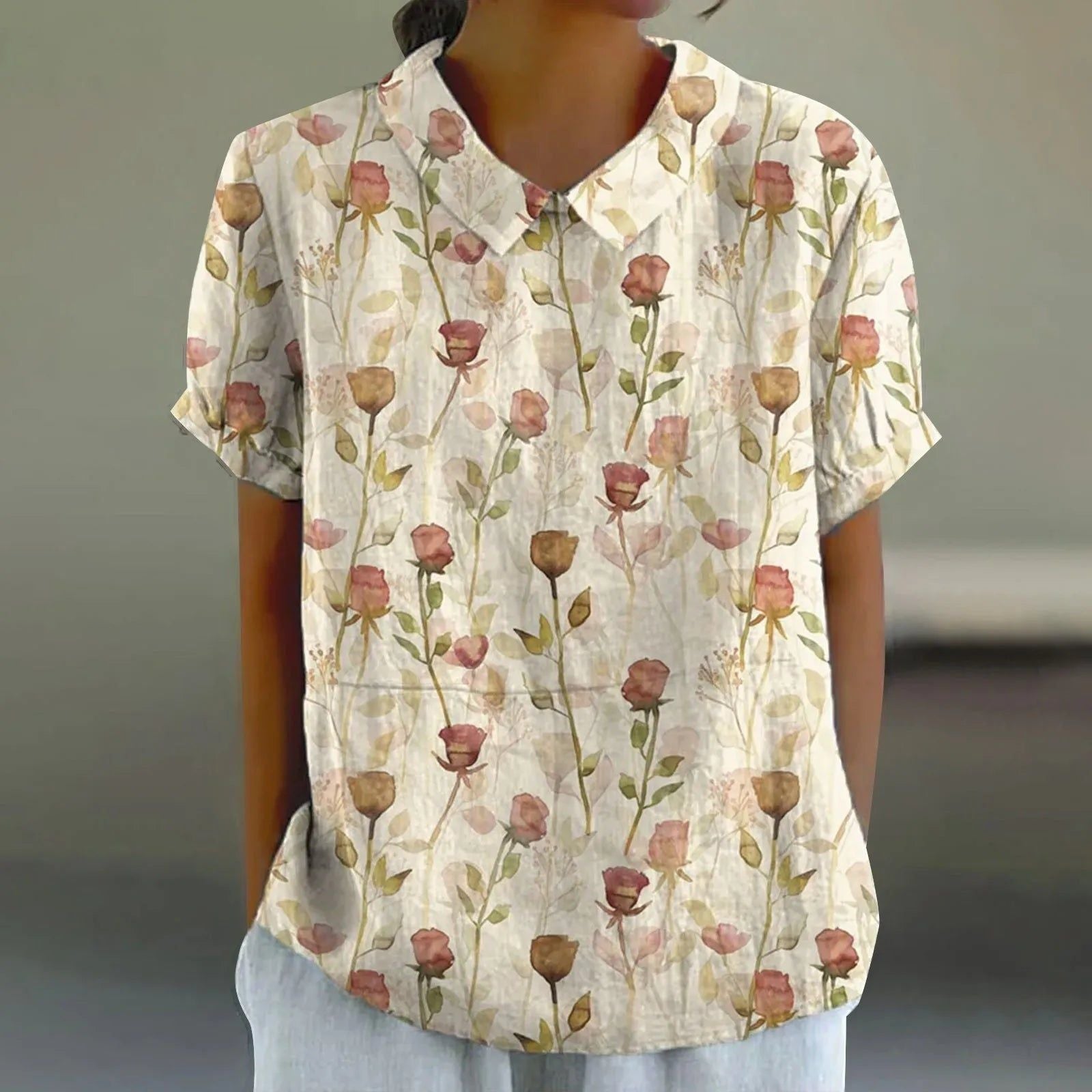 Pia | Women's Vintage Rose Print Blouse