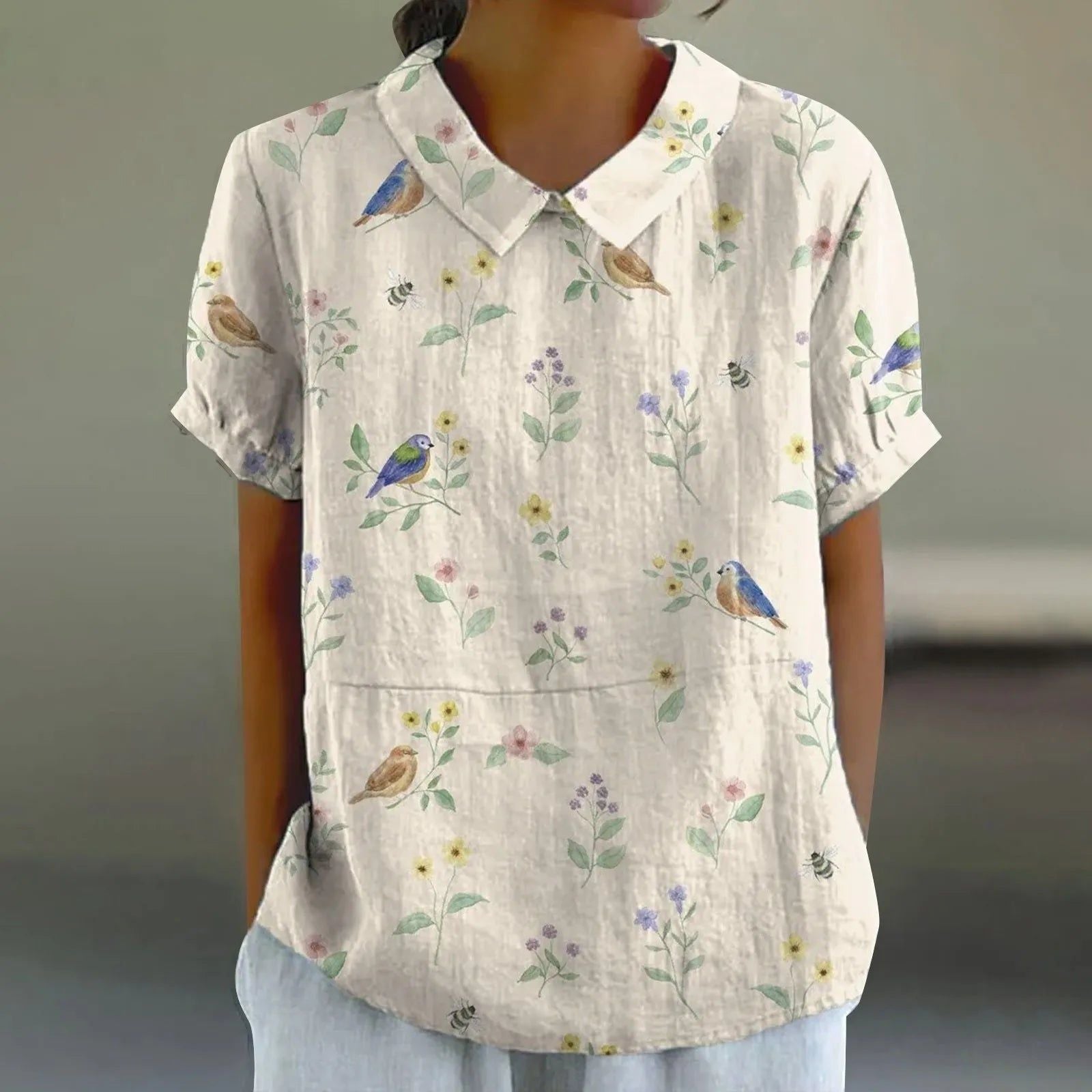 Mira | Women's Songbird & Bee Print Blouse