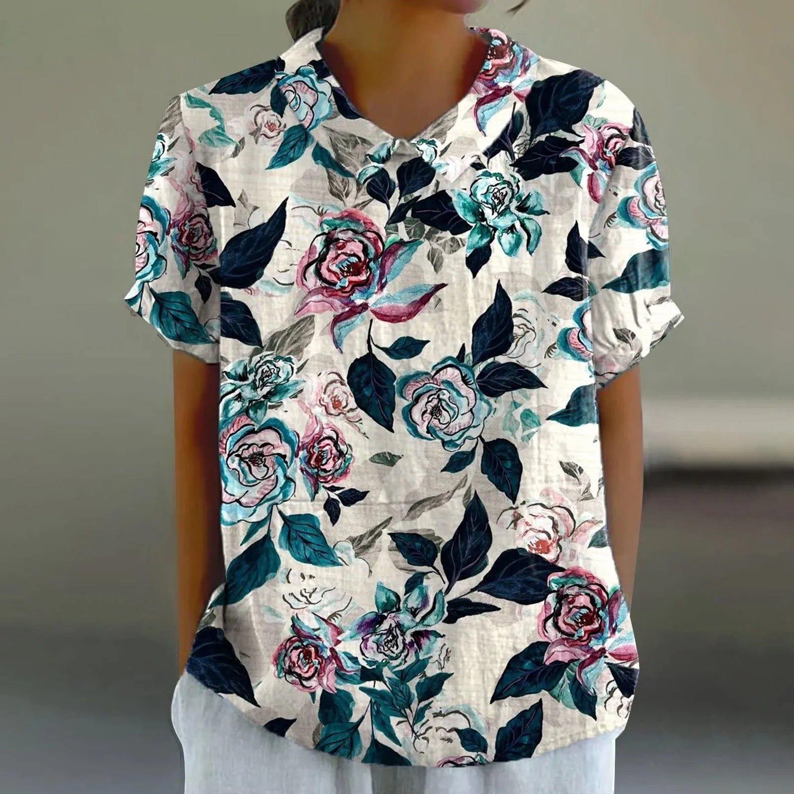 Vera | Women's Bold Painted Rose Print Blouse