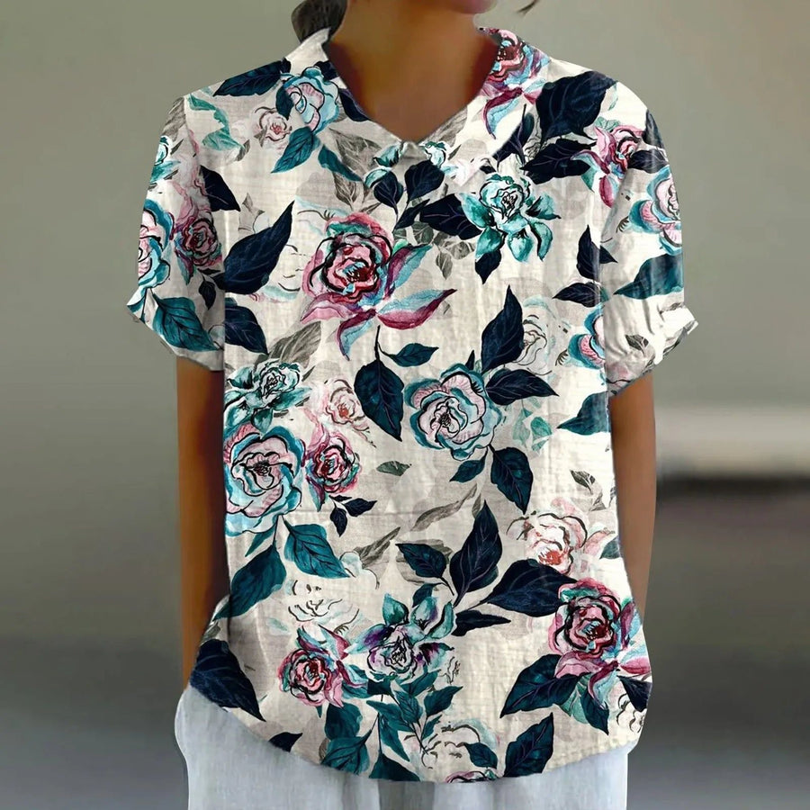 Vera | Women's Bold Painted Rose Print Blouse