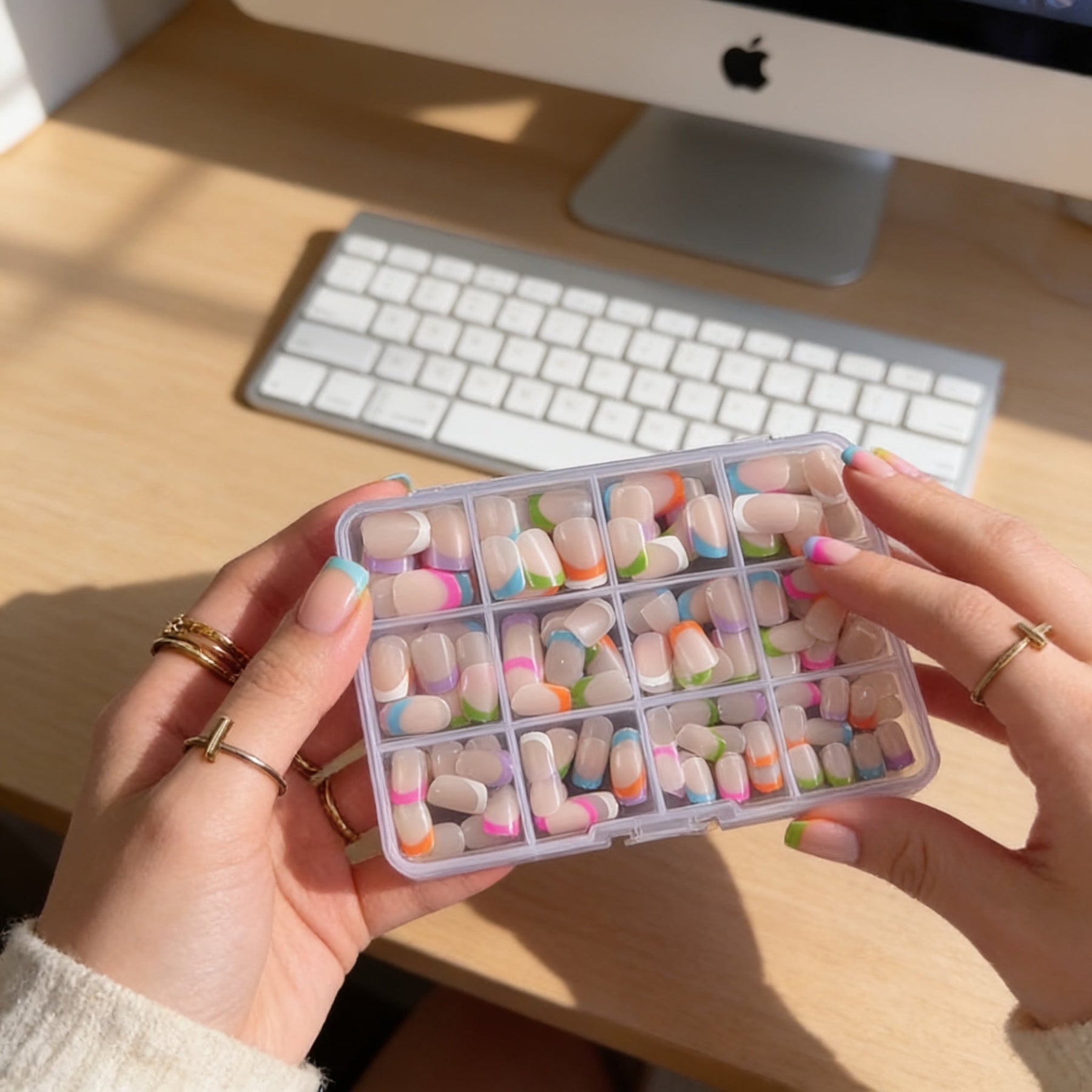 Frenchpop – Short Square Color French Tip Press-On Nails