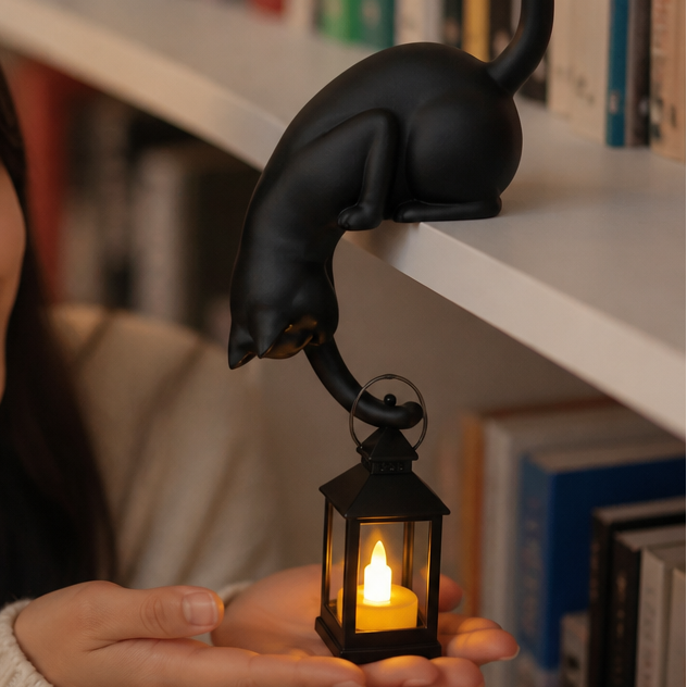 Ledgekit – Shelf-Edge Cat Figurine LED Lantern