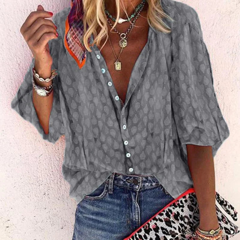 Claire | Women Printed Button Down Casual Blouse