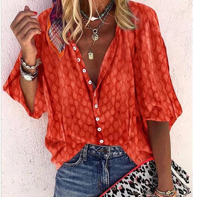 Claire | Women Printed Button Down Casual Blouse