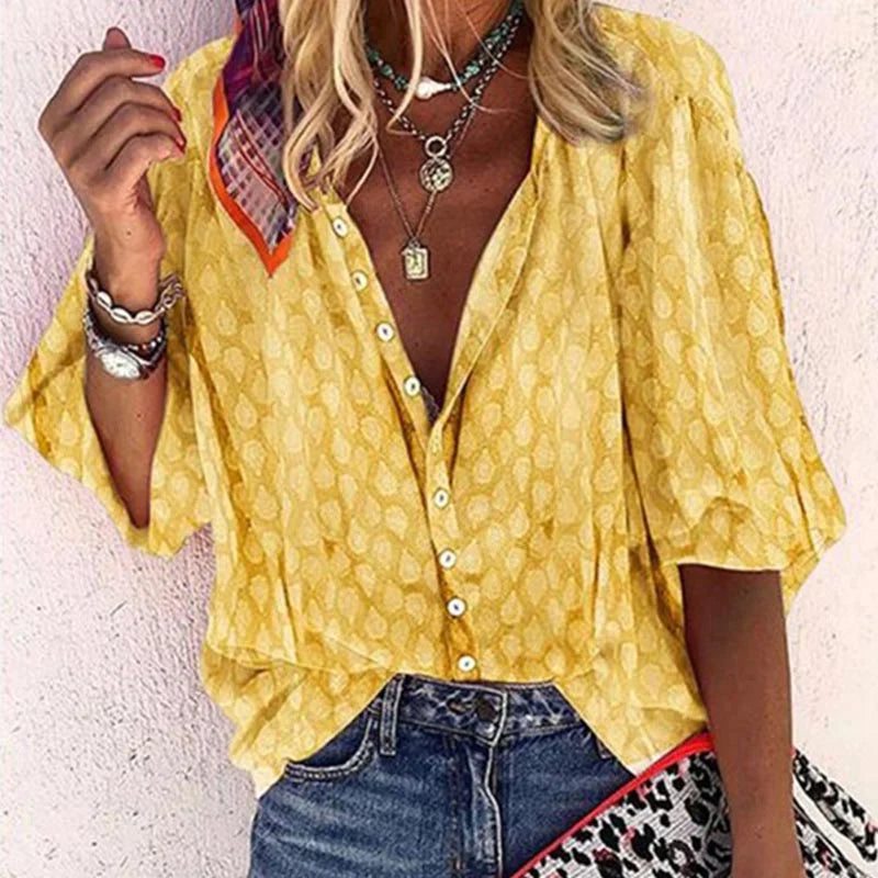 Claire | Women Printed Button Down Casual Blouse
