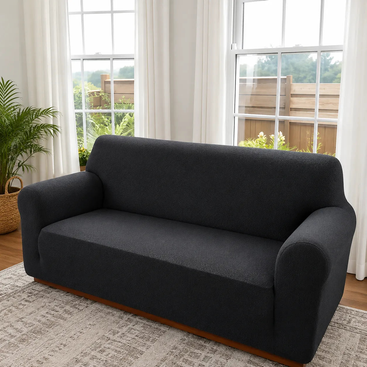 Covella – Stretch Jacquard polyester Sofa Cover with Anti-Slip Foam Rods