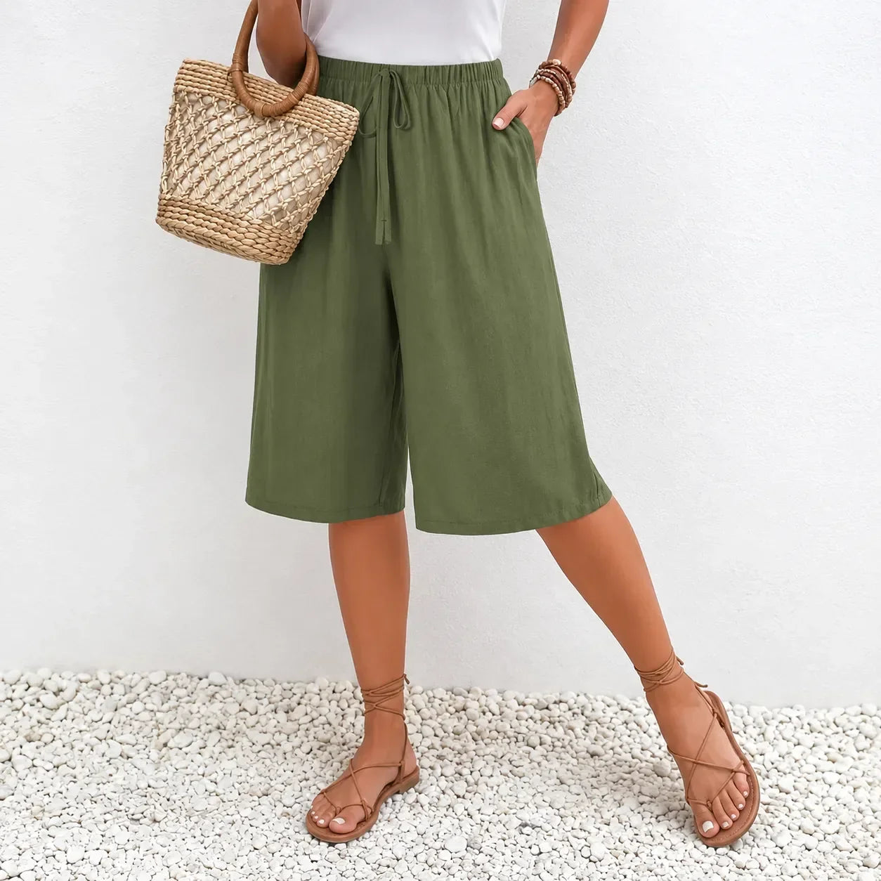 Calaya – Wide Leg Drawstring Pants for Women, Lightweight Summer Pull On Bottoms