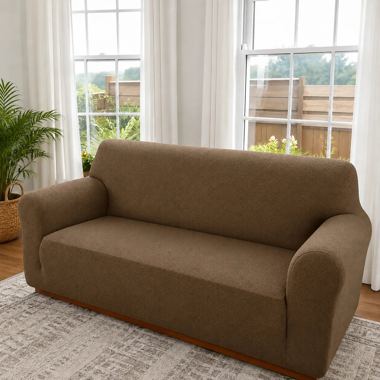 Covella – Stretch Jacquard polyester Sofa Cover with Anti-Slip Foam Rods