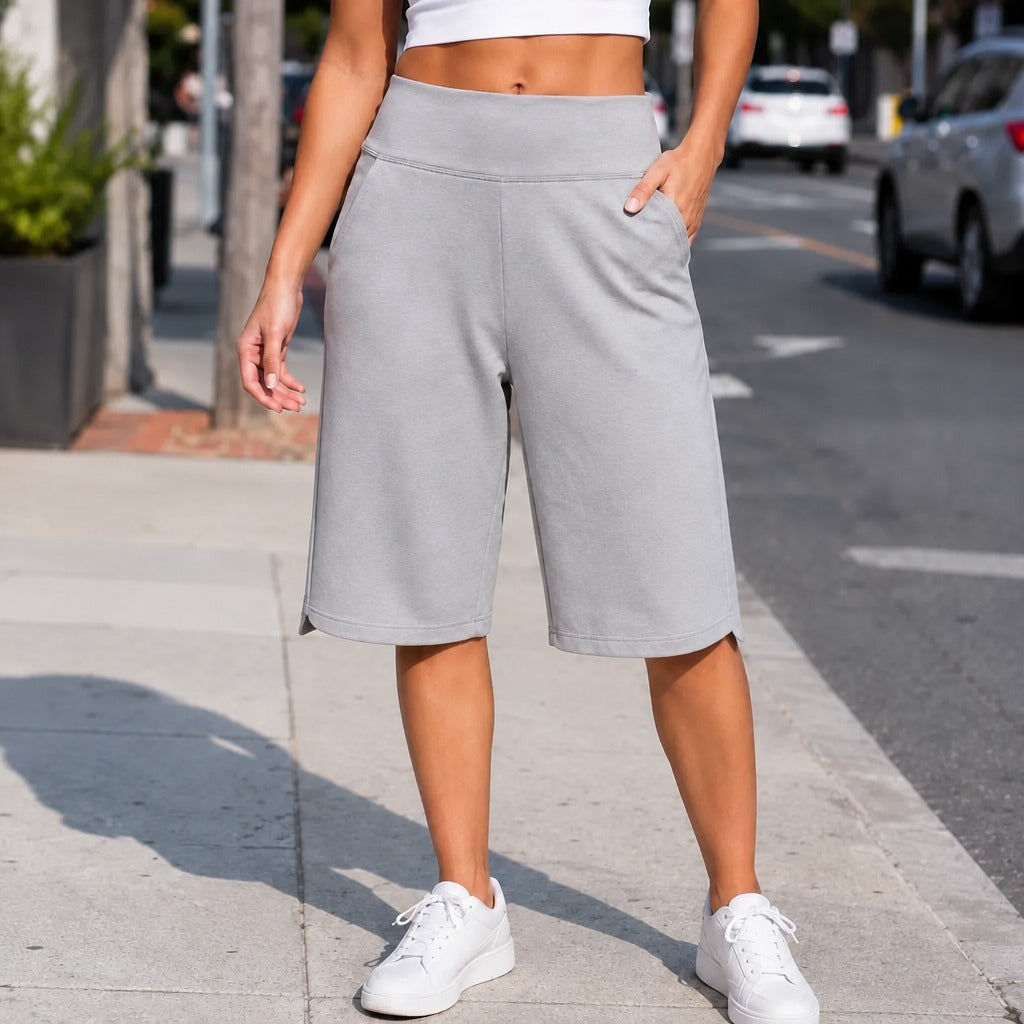 Brisella – Knee Length Wide Leg Cooling Shorts with Pockets for Women