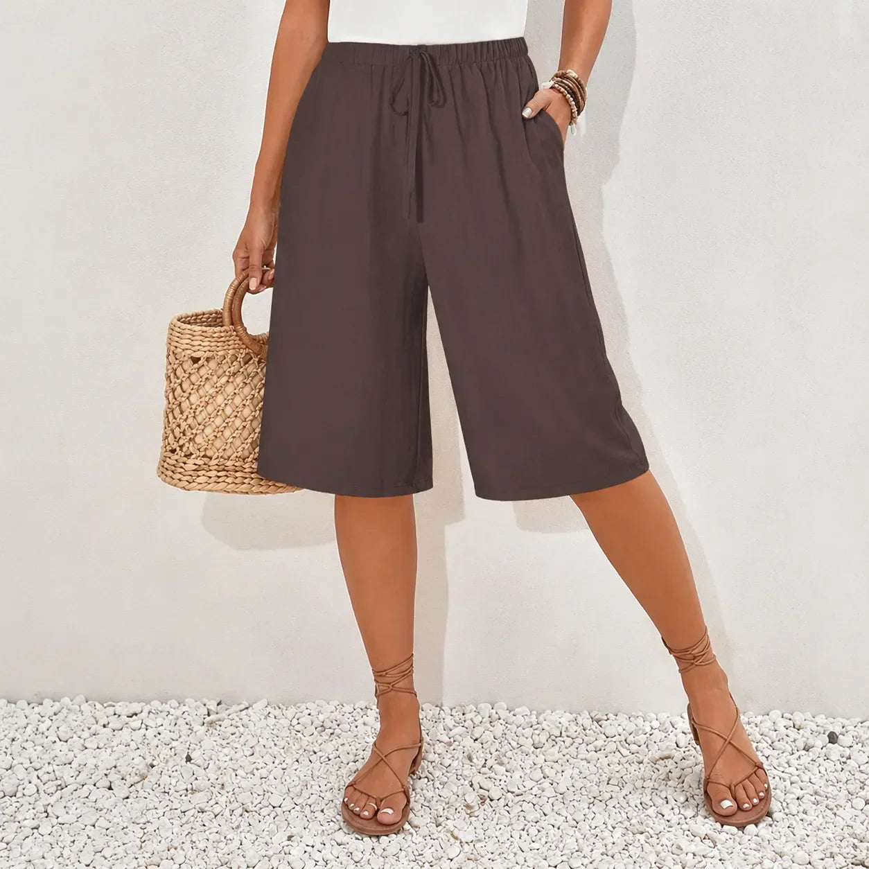 Calaya – Wide Leg Drawstring Pants for Women, Lightweight Summer Pull On Bottoms