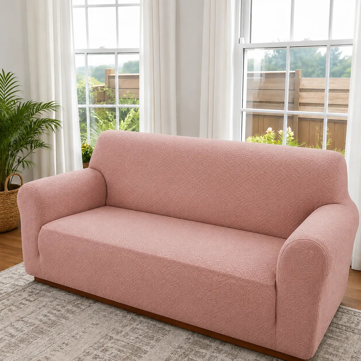 Covella – Stretch Jacquard polyester Sofa Cover with Anti-Slip Foam Rods
