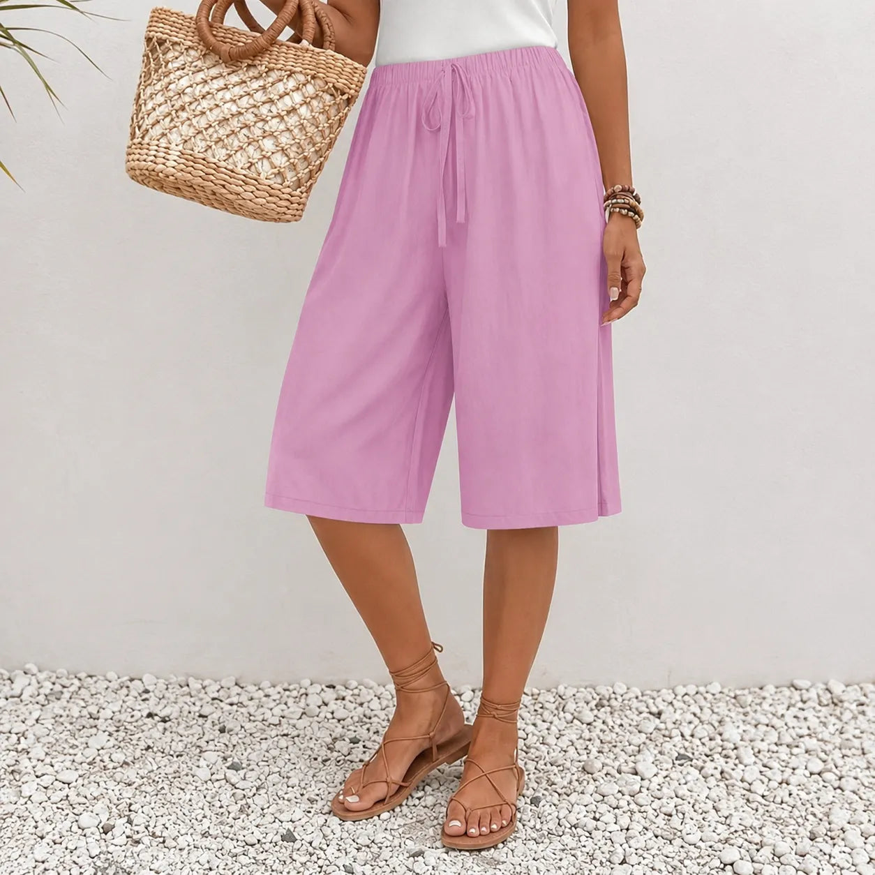 Calaya – Wide Leg Drawstring Pants for Women, Lightweight Summer Pull On Bottoms