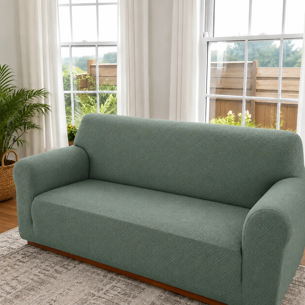 Covella – Stretch Jacquard polyester Sofa Cover with Anti-Slip Foam Rods