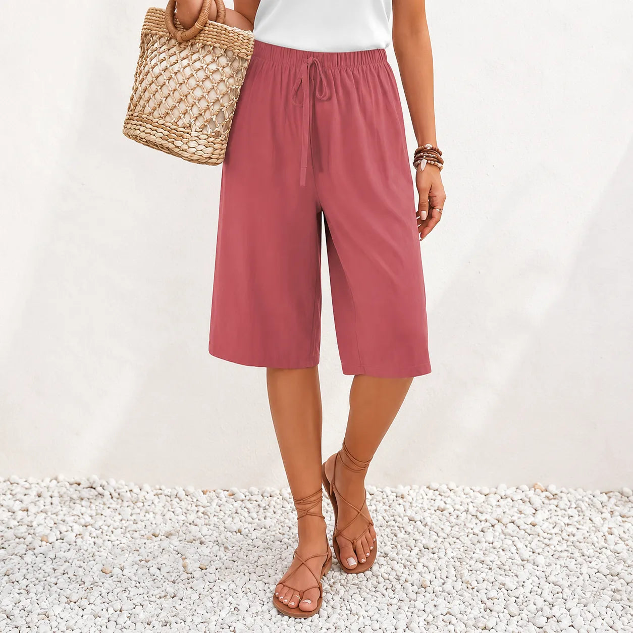 Calaya – Wide Leg Drawstring Pants for Women, Lightweight Summer Pull On Bottoms