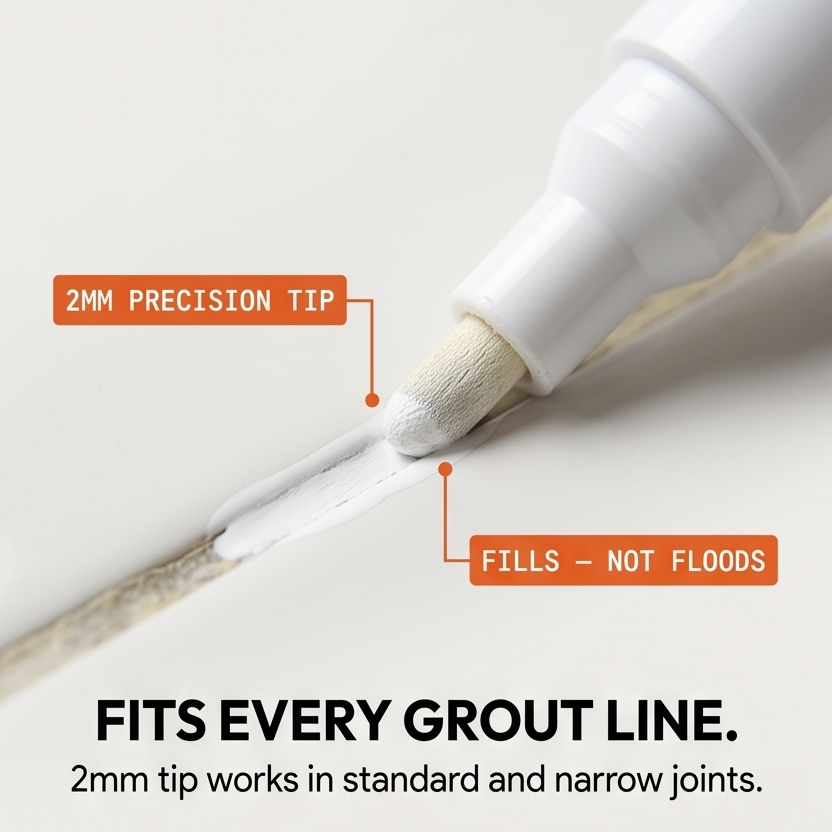GroutGlo – Waterproof Grout Pen for Bright White Tile