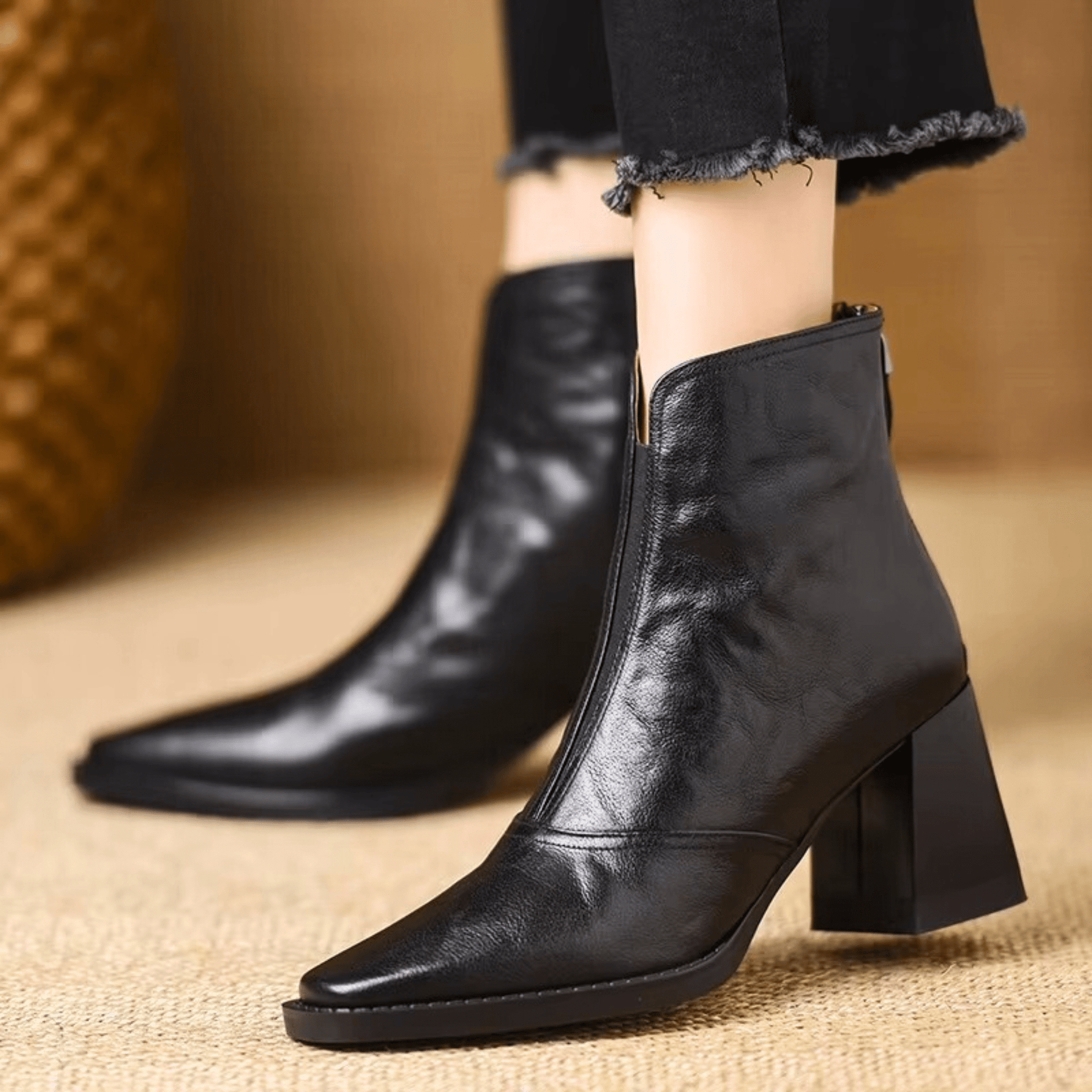 Dlaudia™ | Luxury Mid-Heel Ankle Boots