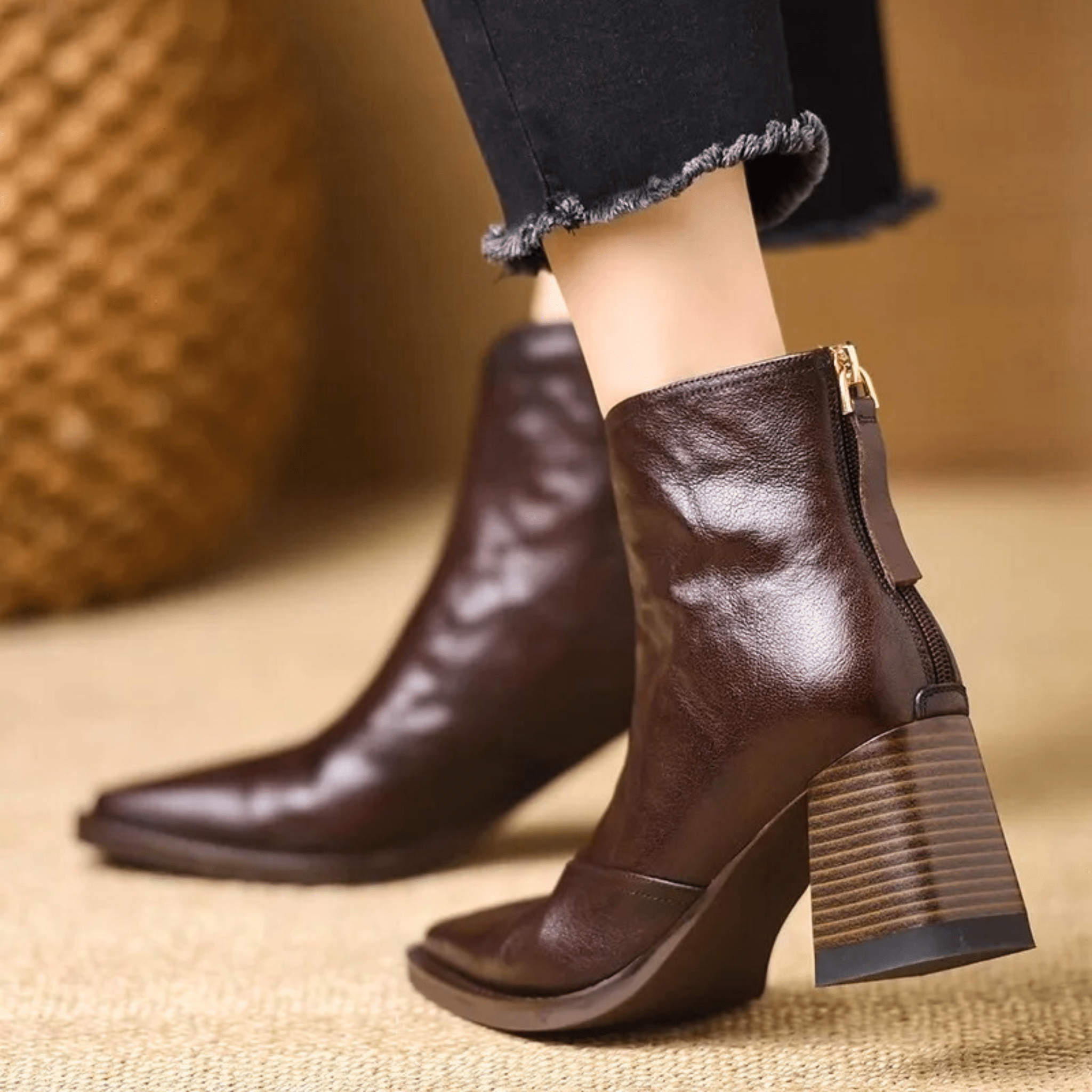 Dlaudia™ | Luxury Mid-Heel Ankle Boots
