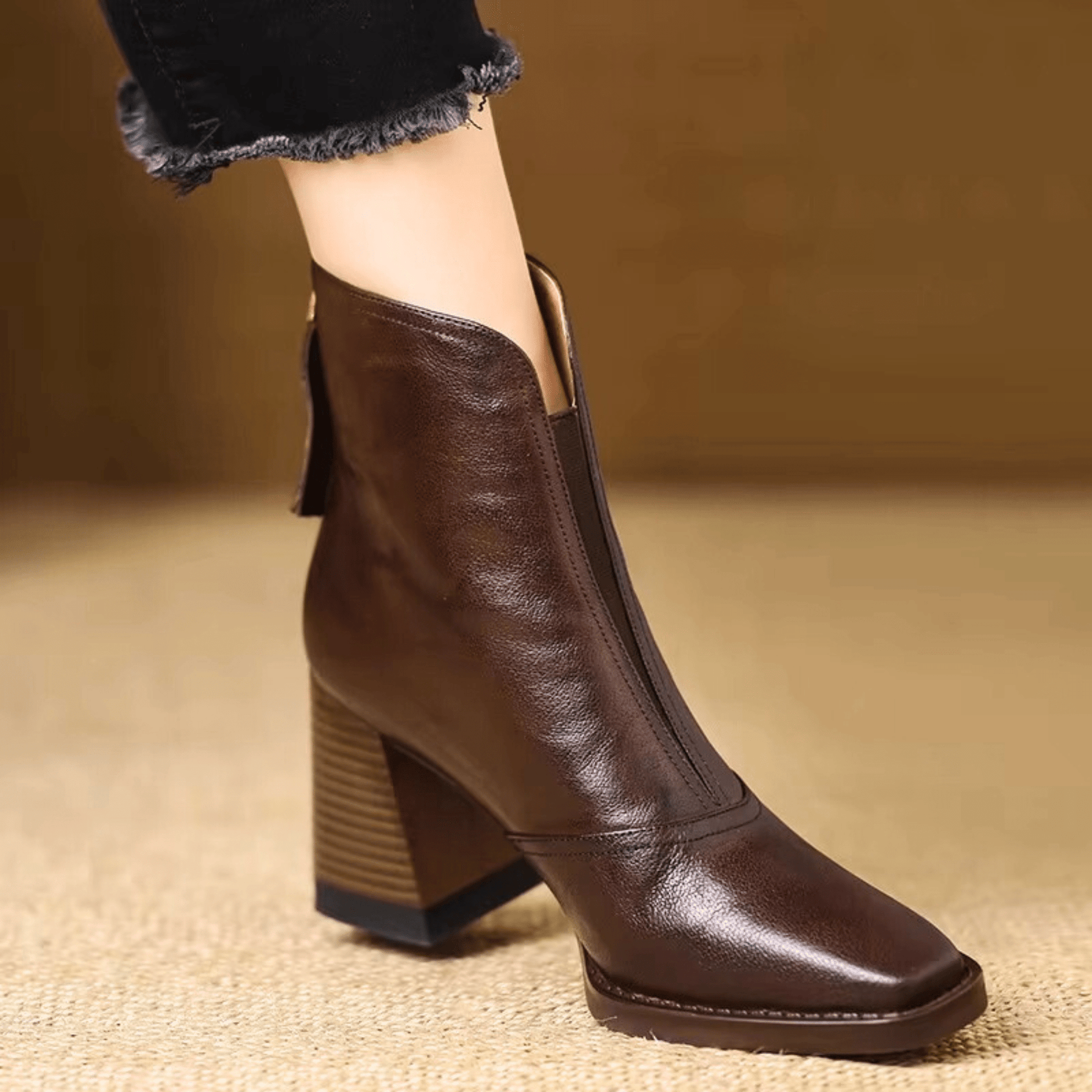 Dlaudia™ | Luxury Mid-Heel Ankle Boots