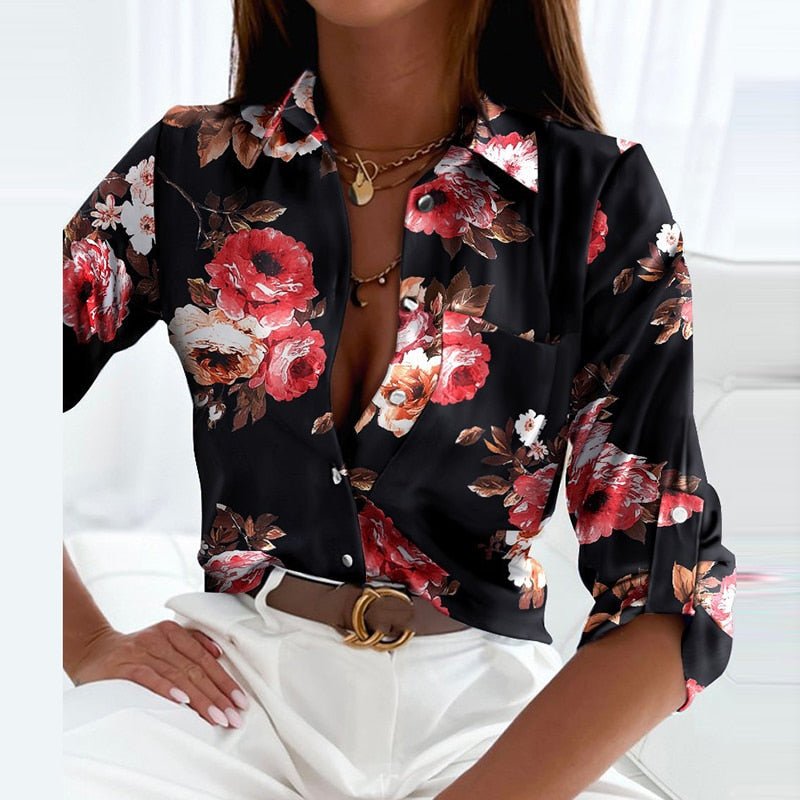 Peyton | Women's Printed Long Sleeve Button Top