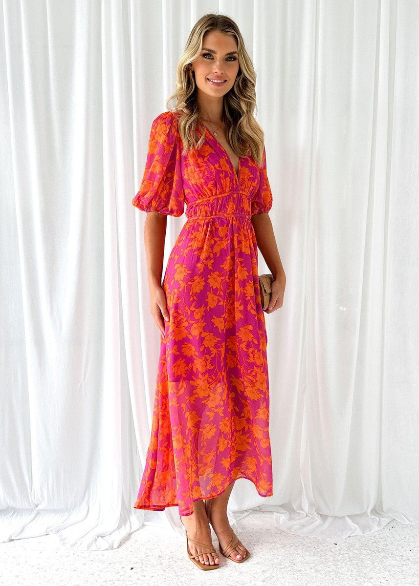 Isabella | Women's Floral V Neck Maxi Wedding Guest Dress