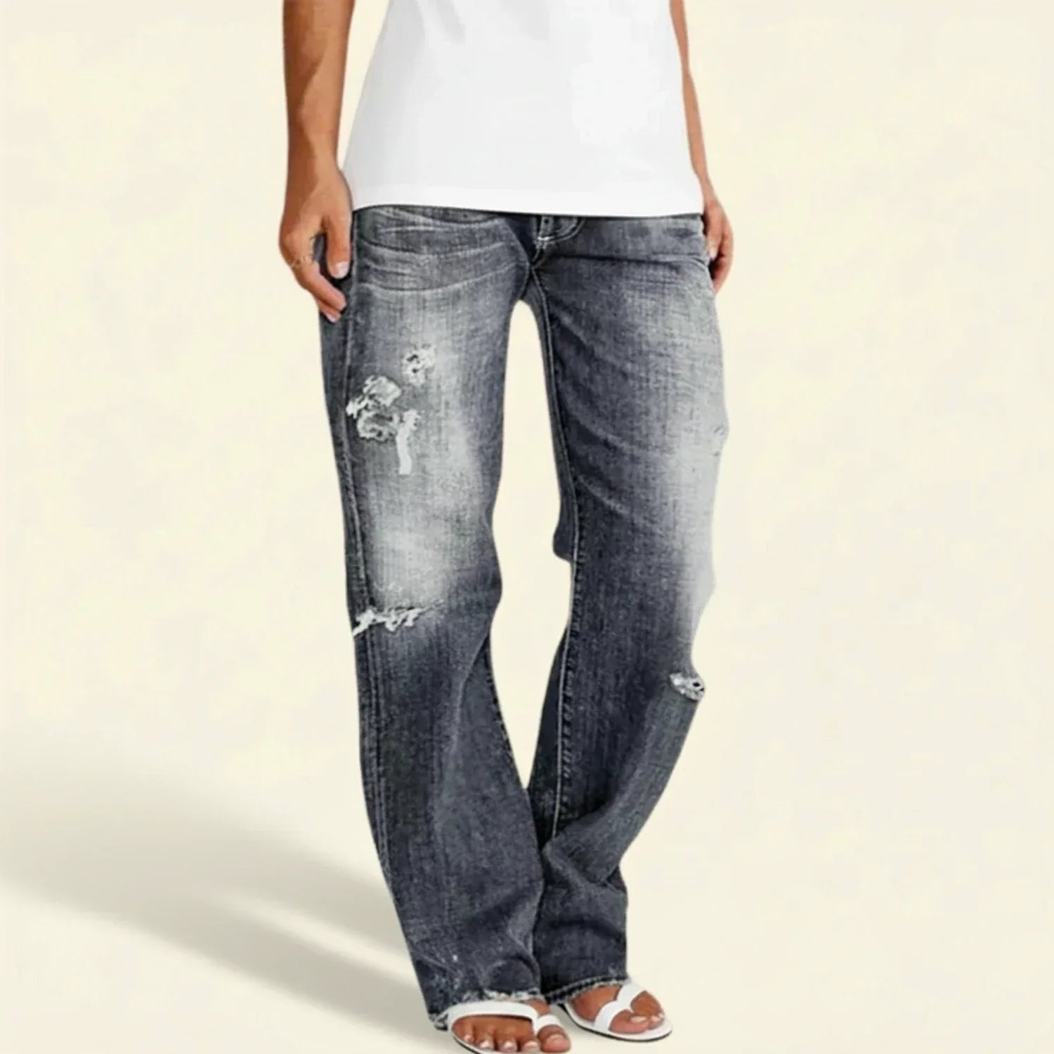 Chloe | Women’s Ripped High Rise Straight Jeans
