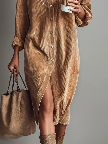 Jacklyn | Women's Button Front Long Sleeve Midi Dress