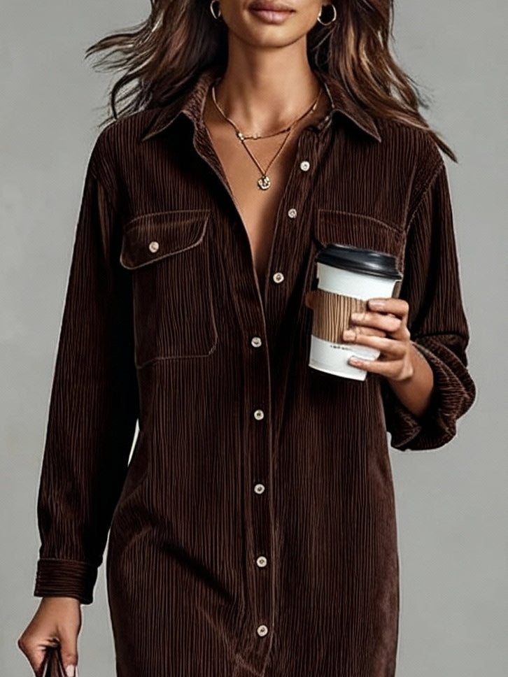 Jacklyn | Women's Button Front Long Sleeve Midi Dress