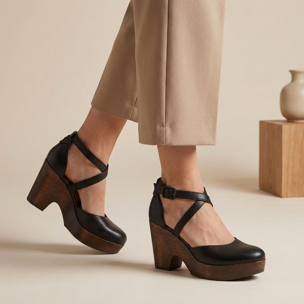 Alice | Womens Block Heel Strap Platform Heels