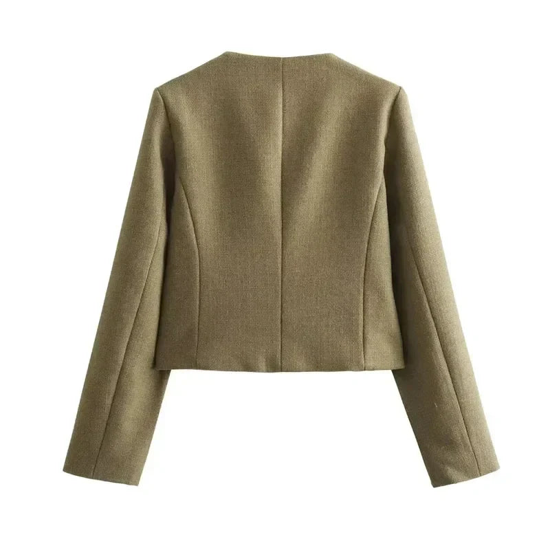 Brooklyn | Women's Cropped Button Front Bomber Jacket