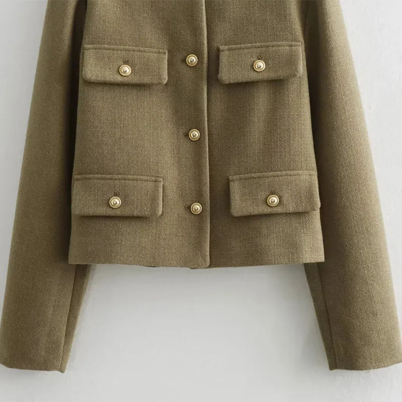 Brooklyn | Women's Cropped Button Front Bomber Jacket