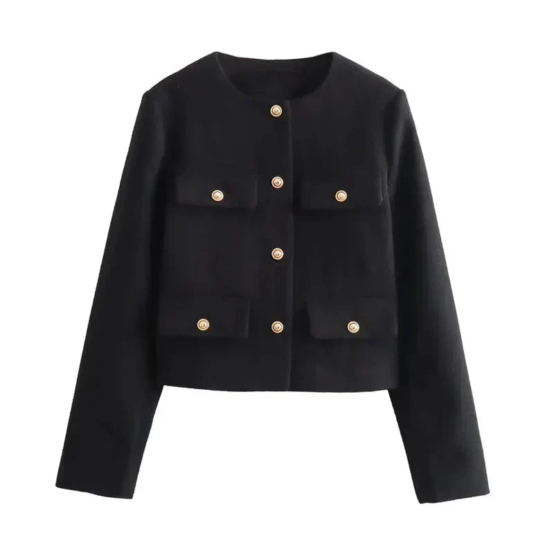 Brooklyn | Women's Cropped Button Front Bomber Jacket