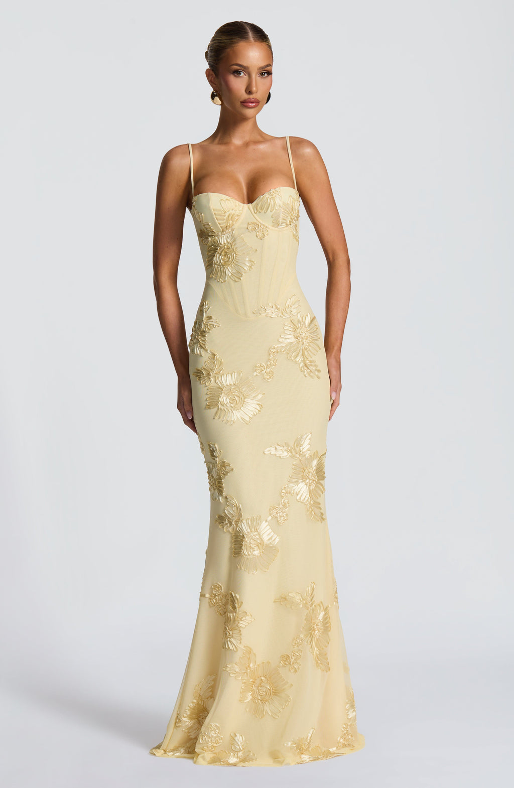 Audrey | Women's Floral Embroidered Maxi Wedding Guest Dress