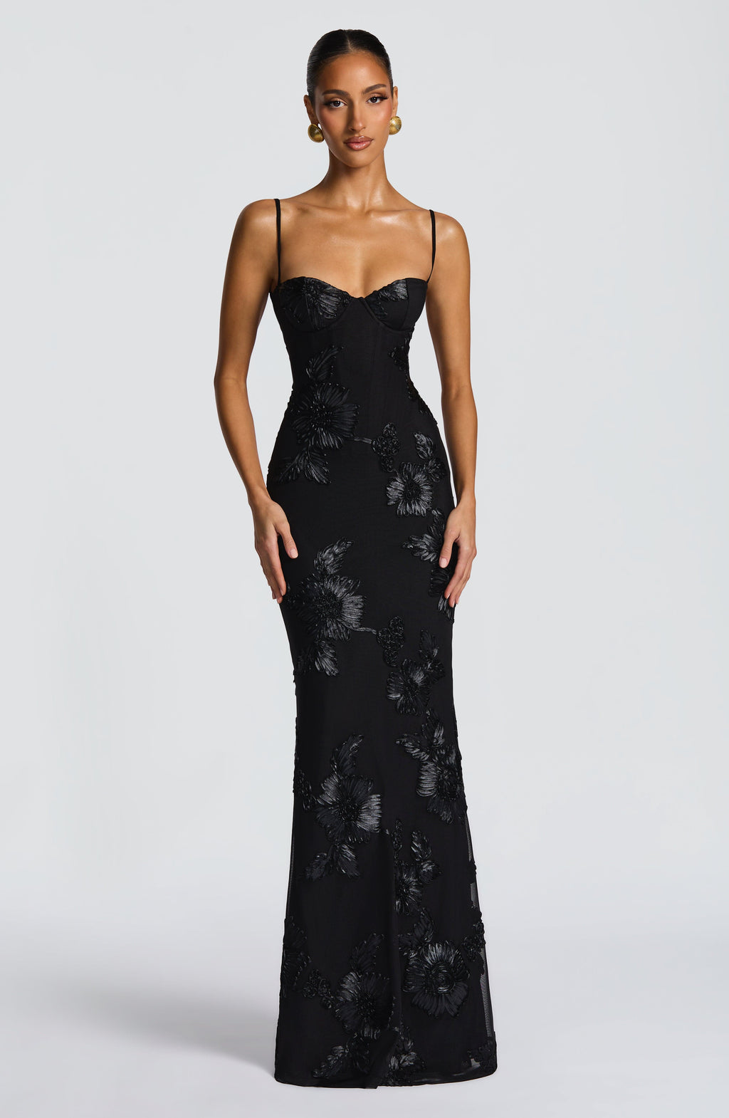 Audrey | Women's Floral Embroidered Maxi Wedding Guest Dress