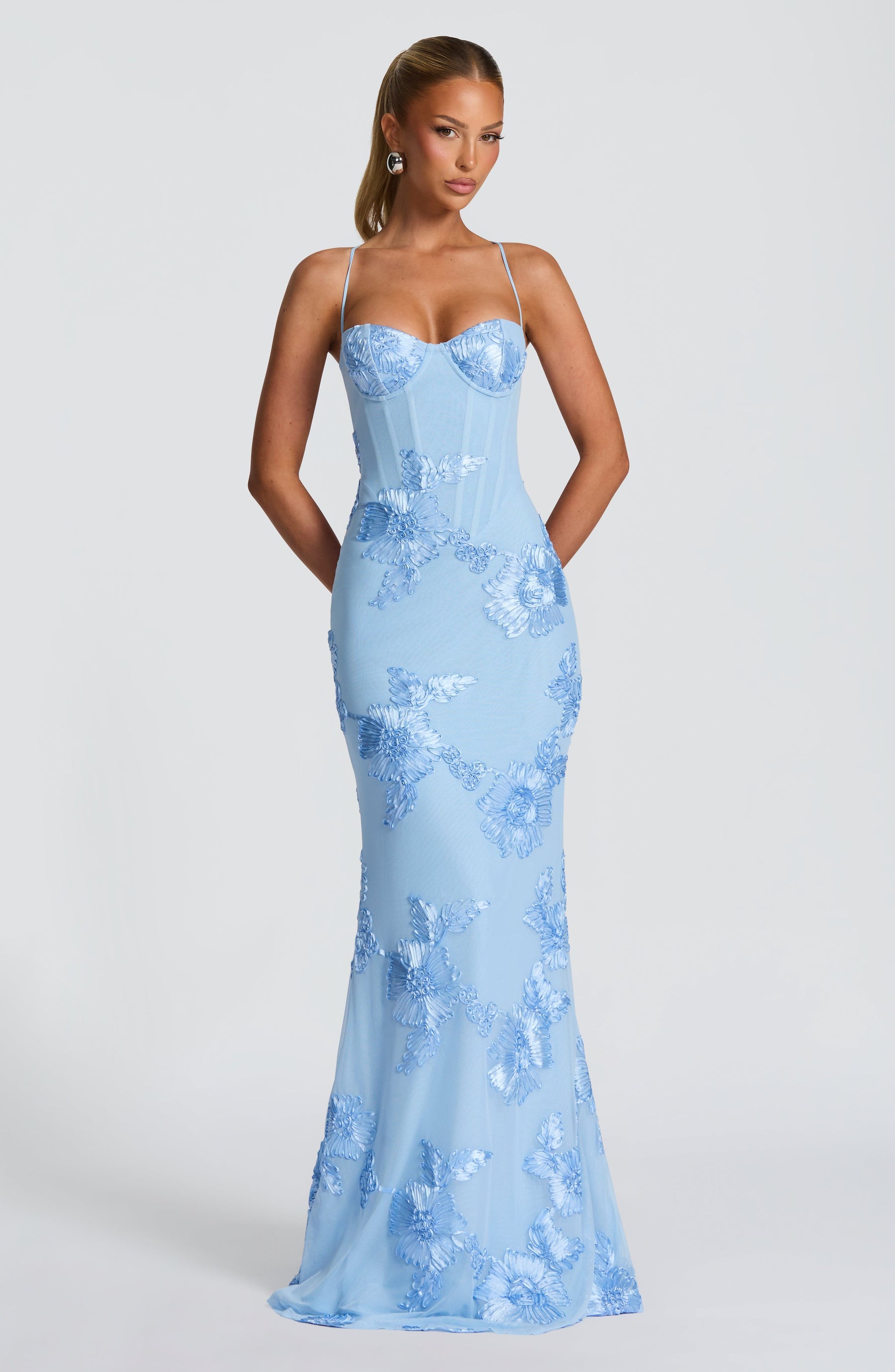 Audrey | Women's Floral Embroidered Maxi Wedding Guest Dress