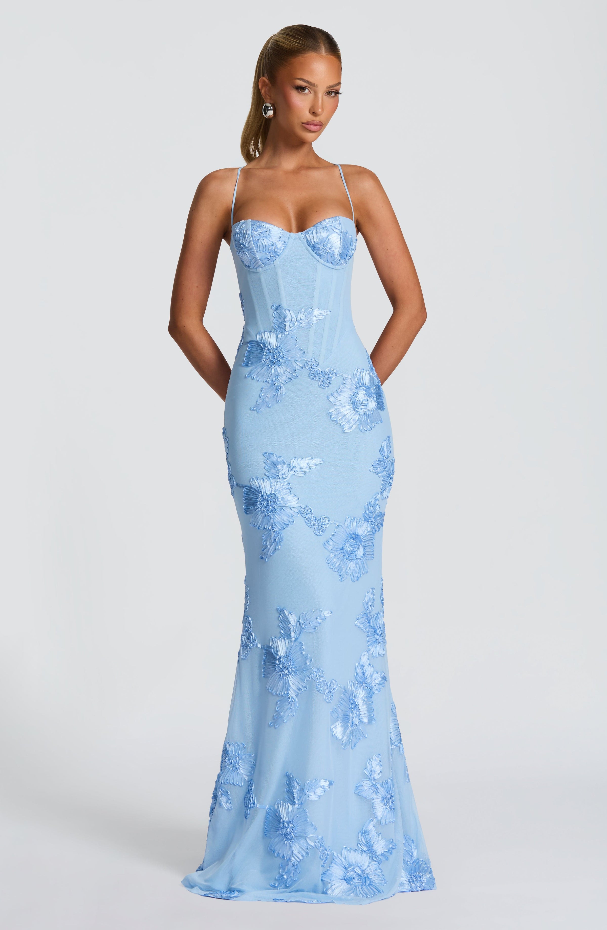 Audrey | Women's Floral Embroidered Maxi Wedding Guest Dress