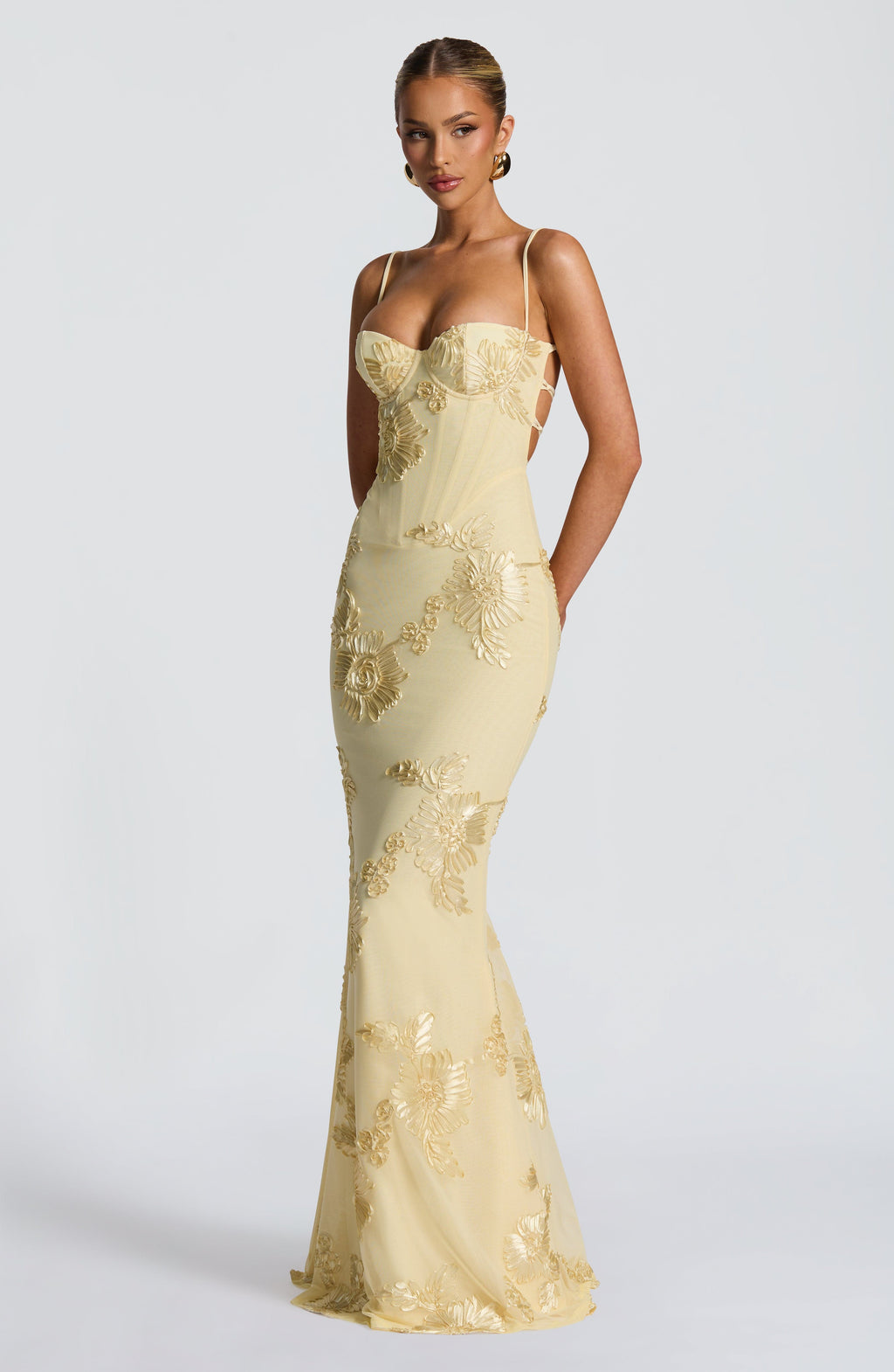 Audrey | Women's Floral Embroidered Maxi Wedding Guest Dress