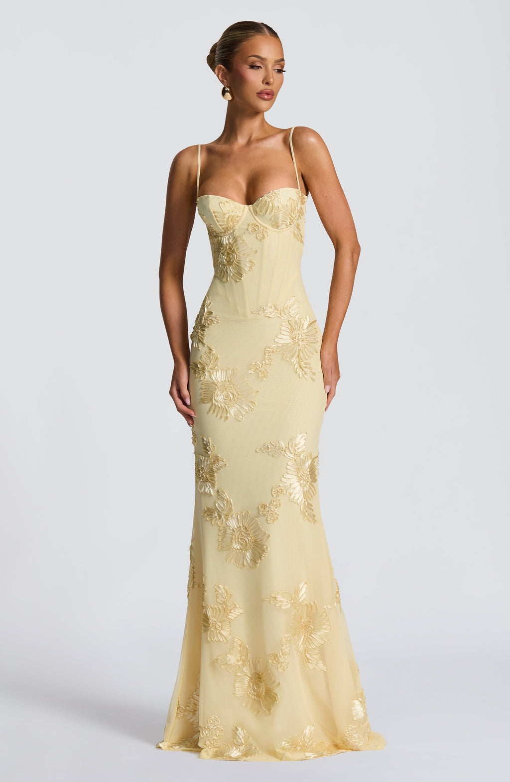 Audrey | Women's Floral Embroidered Maxi Wedding Guest Dress