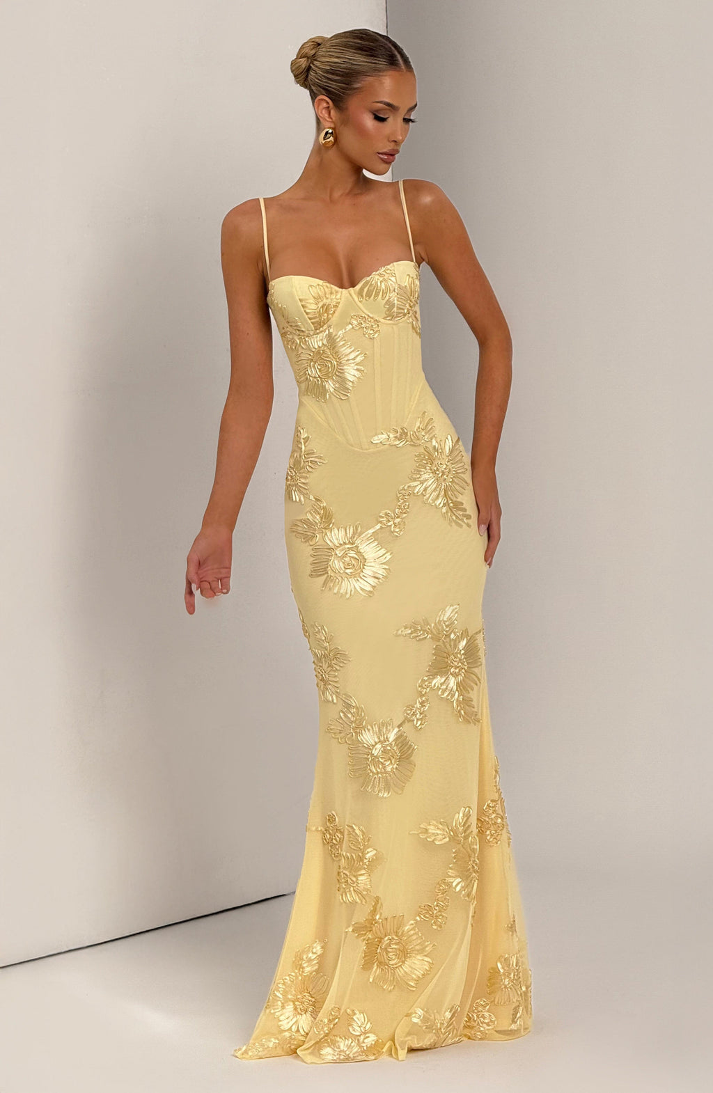 Audrey | Women's Floral Embroidered Maxi Wedding Guest Dress