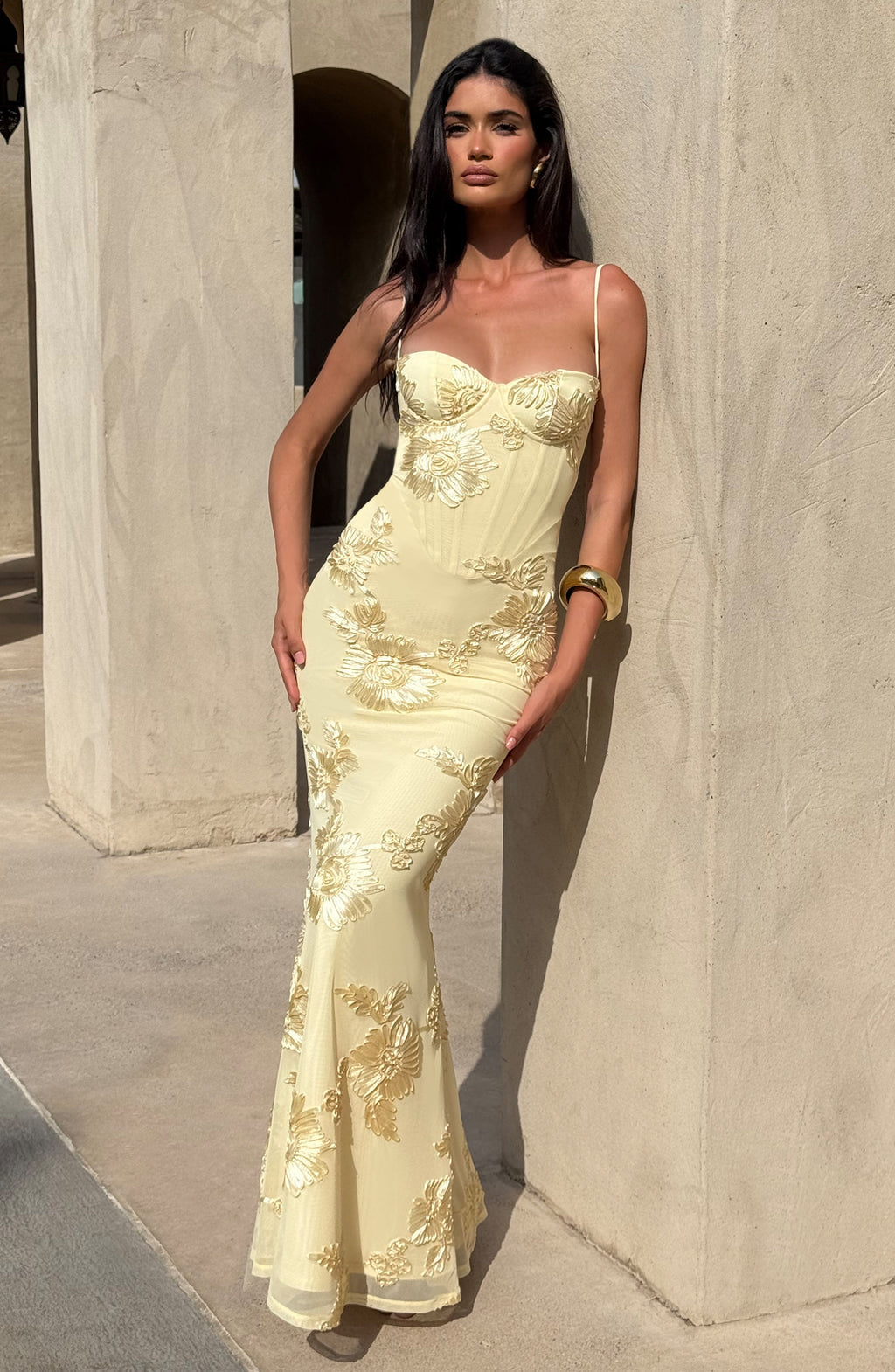 Audrey | Women's Floral Embroidered Maxi Wedding Guest Dress