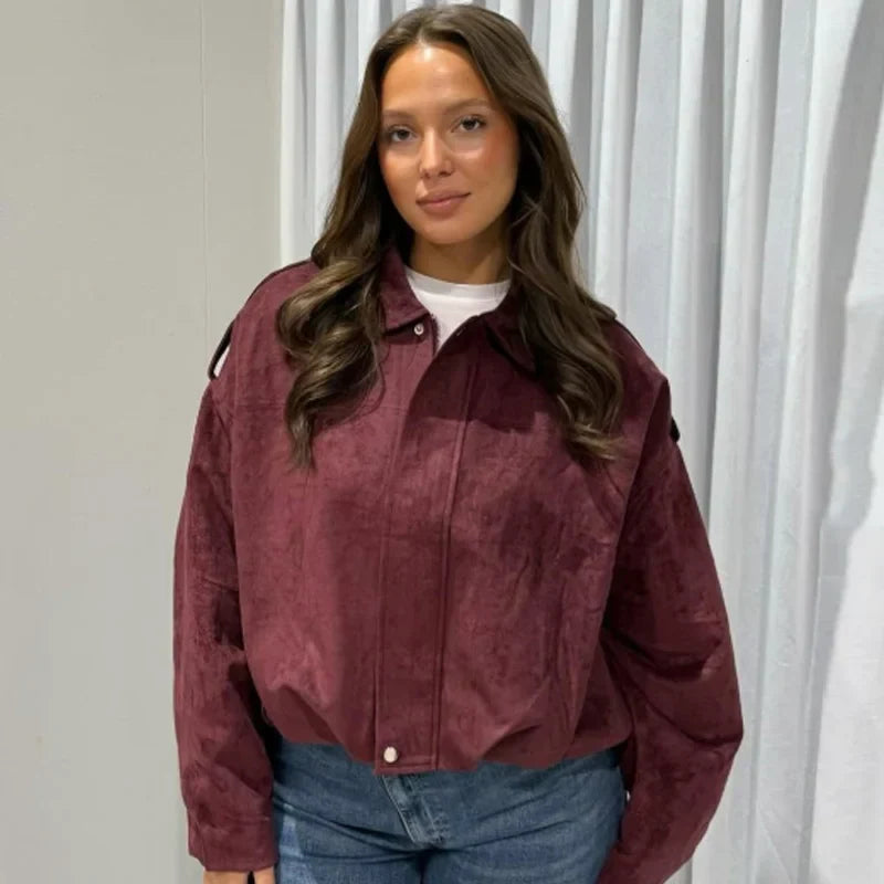 Addison | Women's Cropped Zip Up Bomber Jacket