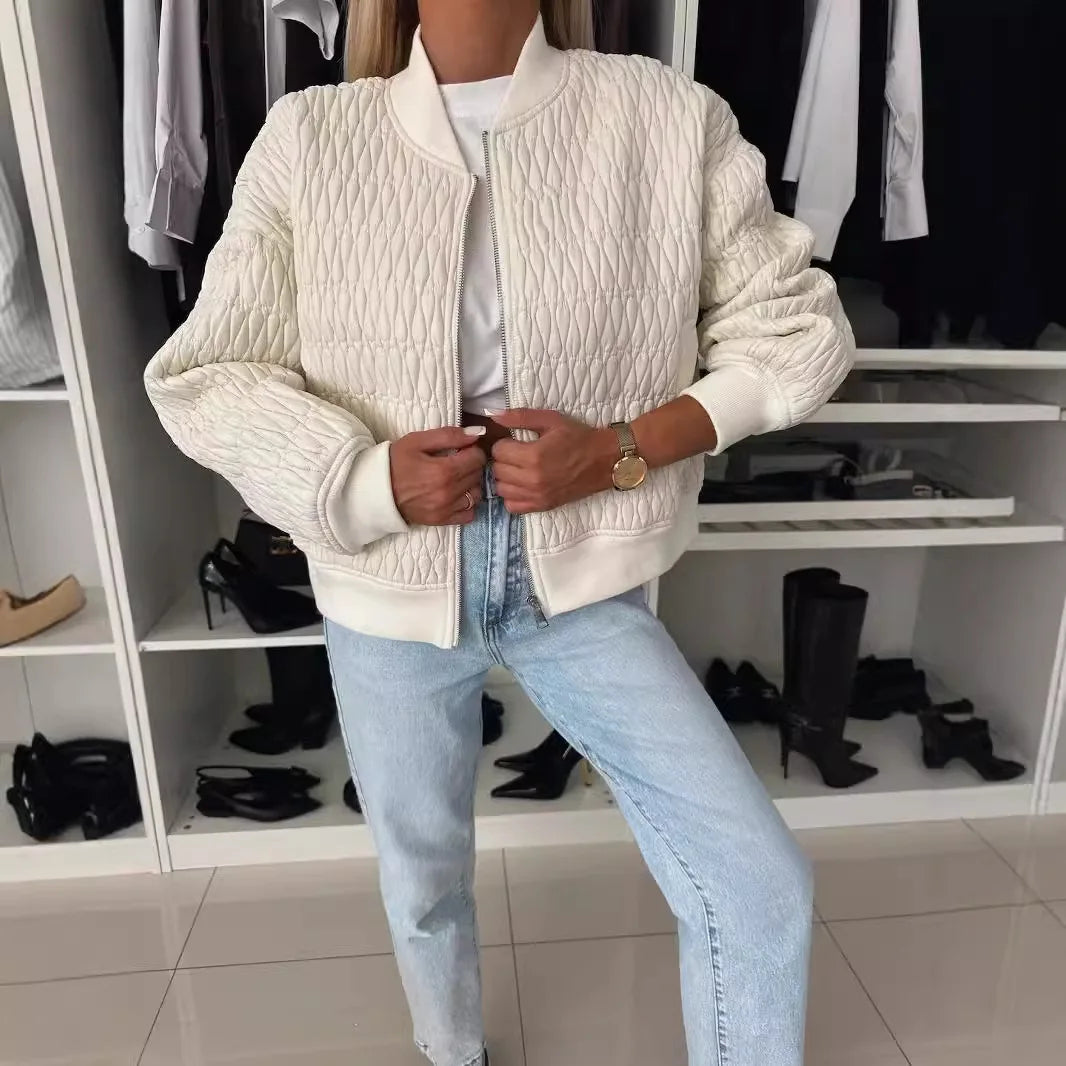 Clara | Women's Quilted Zip Up Bomber Jacket
