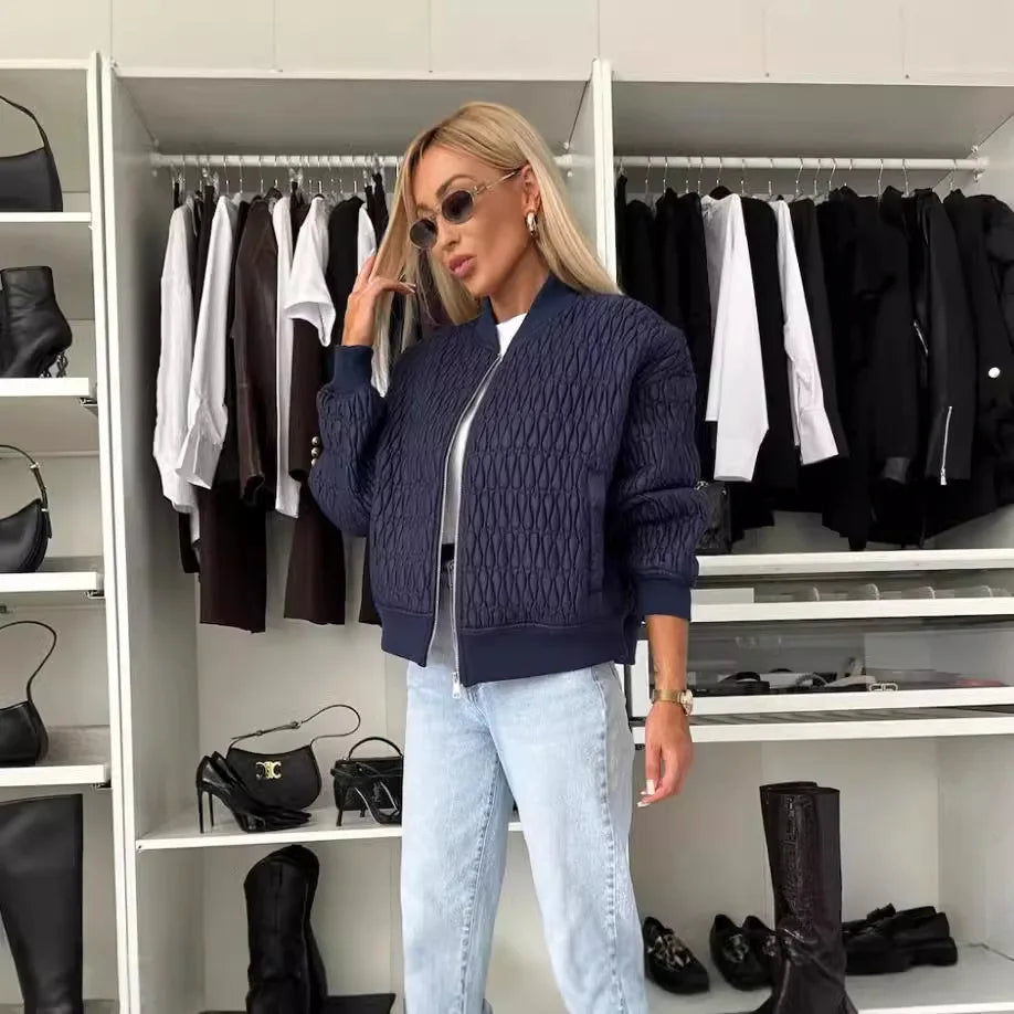 Clara | Women's Quilted Zip Up Bomber Jacket