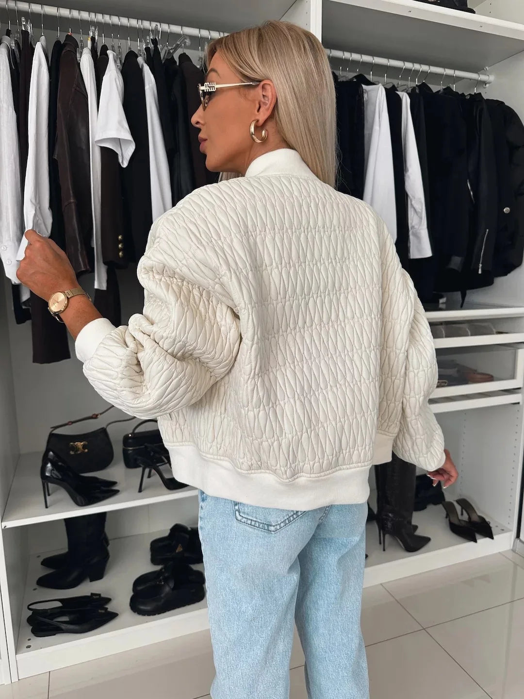 Clara | Women's Quilted Zip Up Bomber Jacket