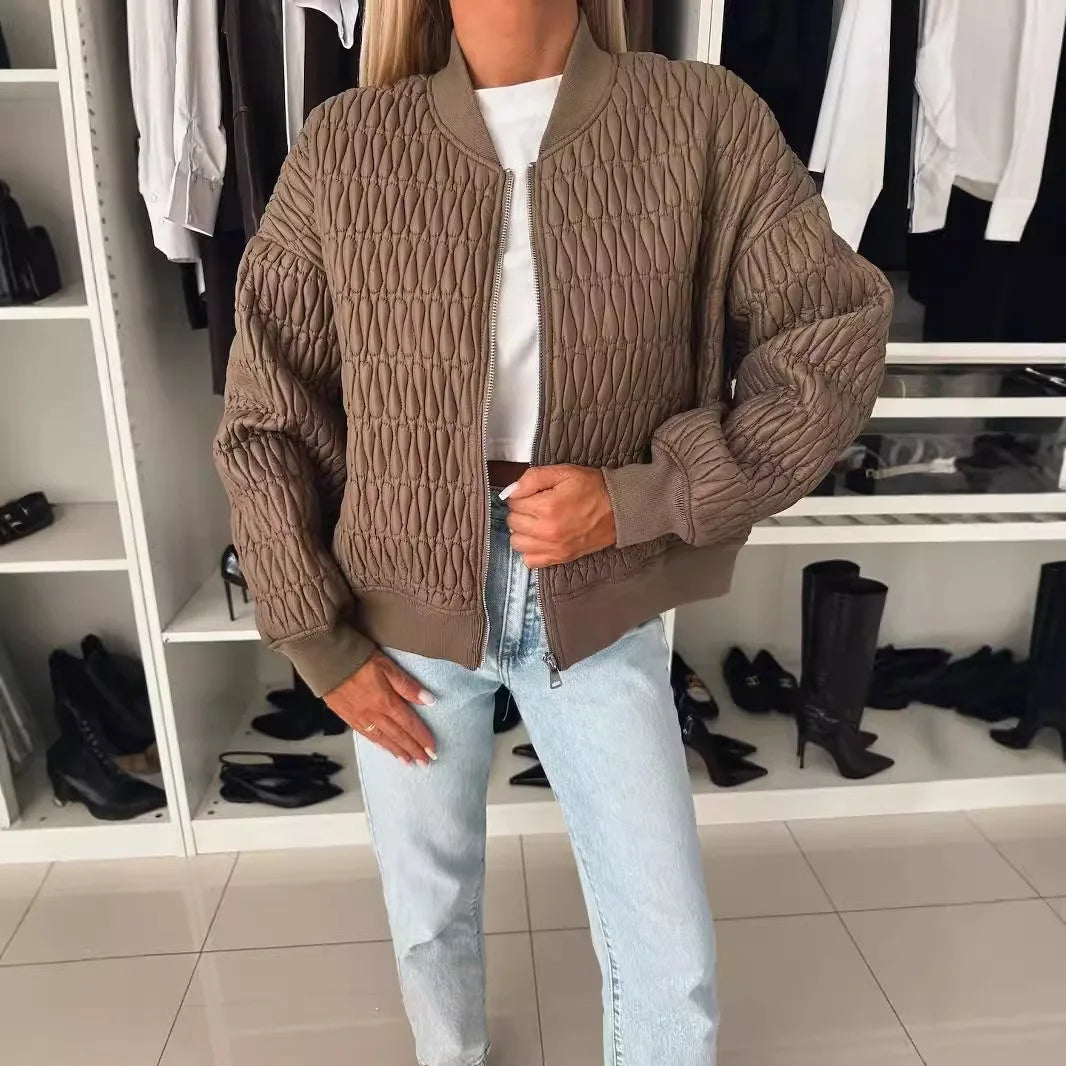Clara | Women's Quilted Zip Up Bomber Jacket