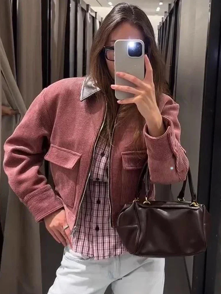 Adrian | Women's Cropped Zip Up Bomber Jacket