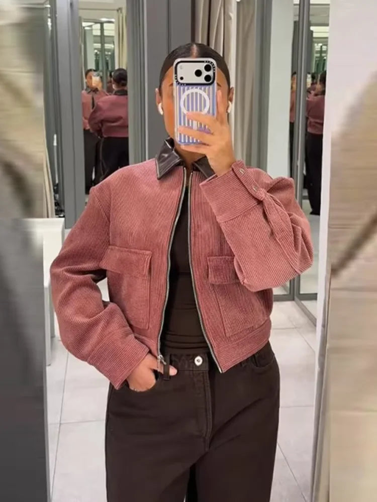 Adrian | Women's Cropped Zip Up Bomber Jacket