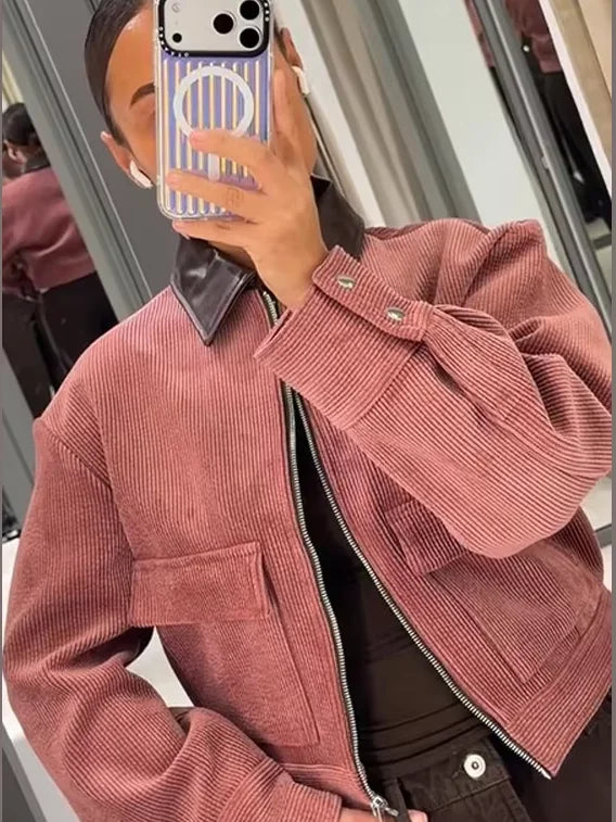 Adrian | Women's Cropped Zip Up Bomber Jacket